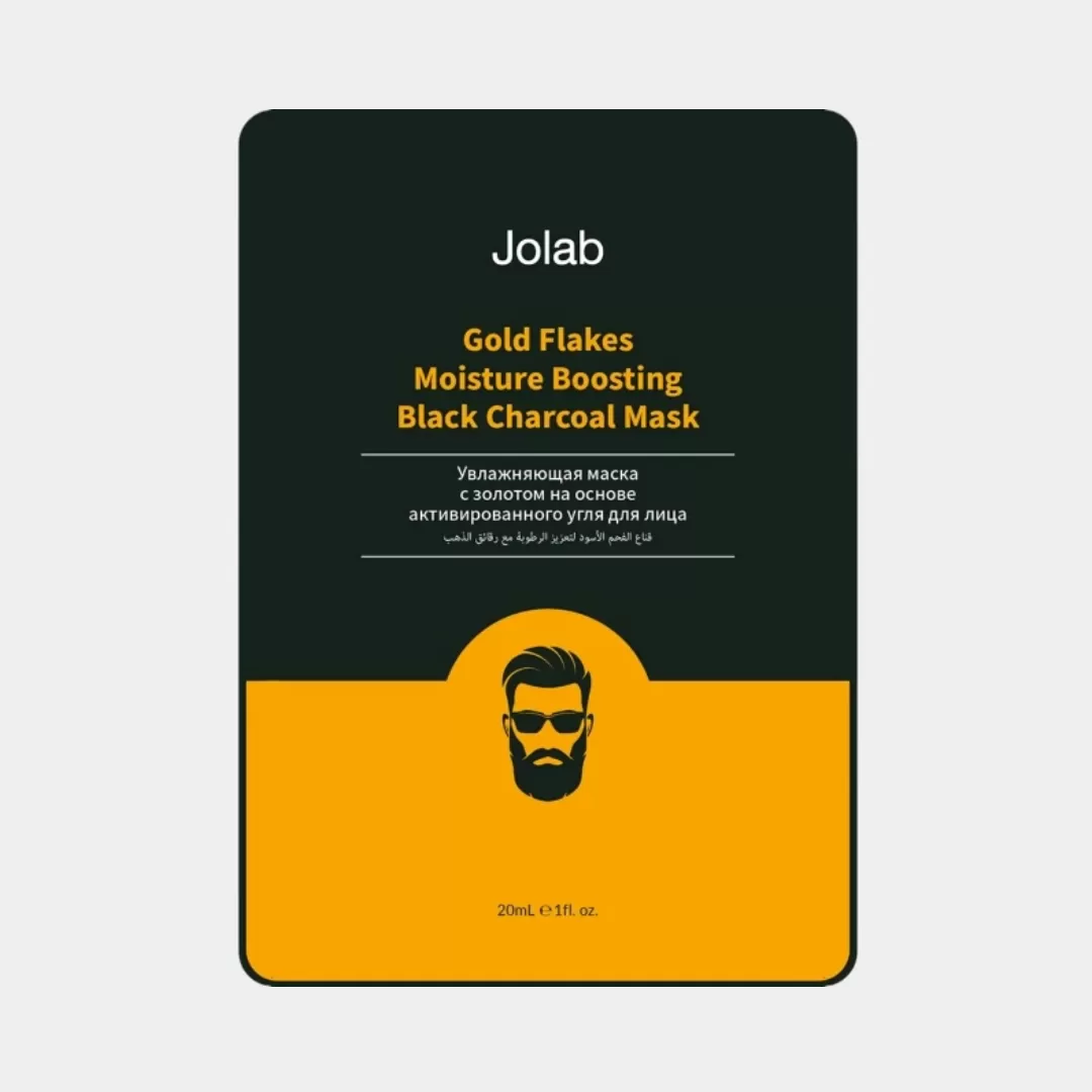 Мужская увлажняющая маска с золотом на основе активированного угля Jolab